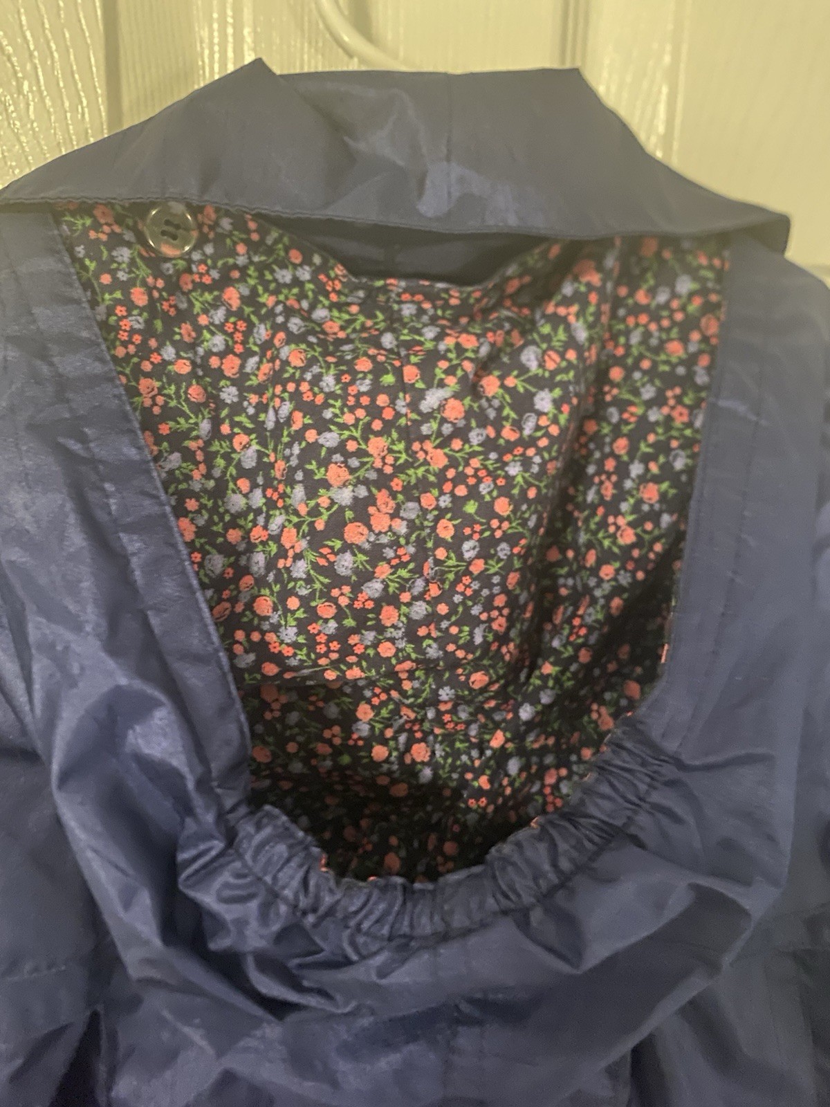 Women’s Vintage 90s Navy And Floral Jacket Bow Details Maximalist Size Medium