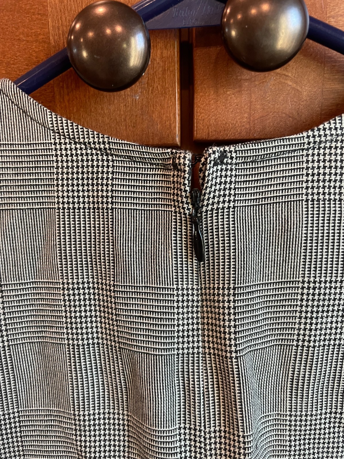 Vtg Lloyd Williams Rayon Silk Classic Houndstooth w/shoulder pads belt size 14