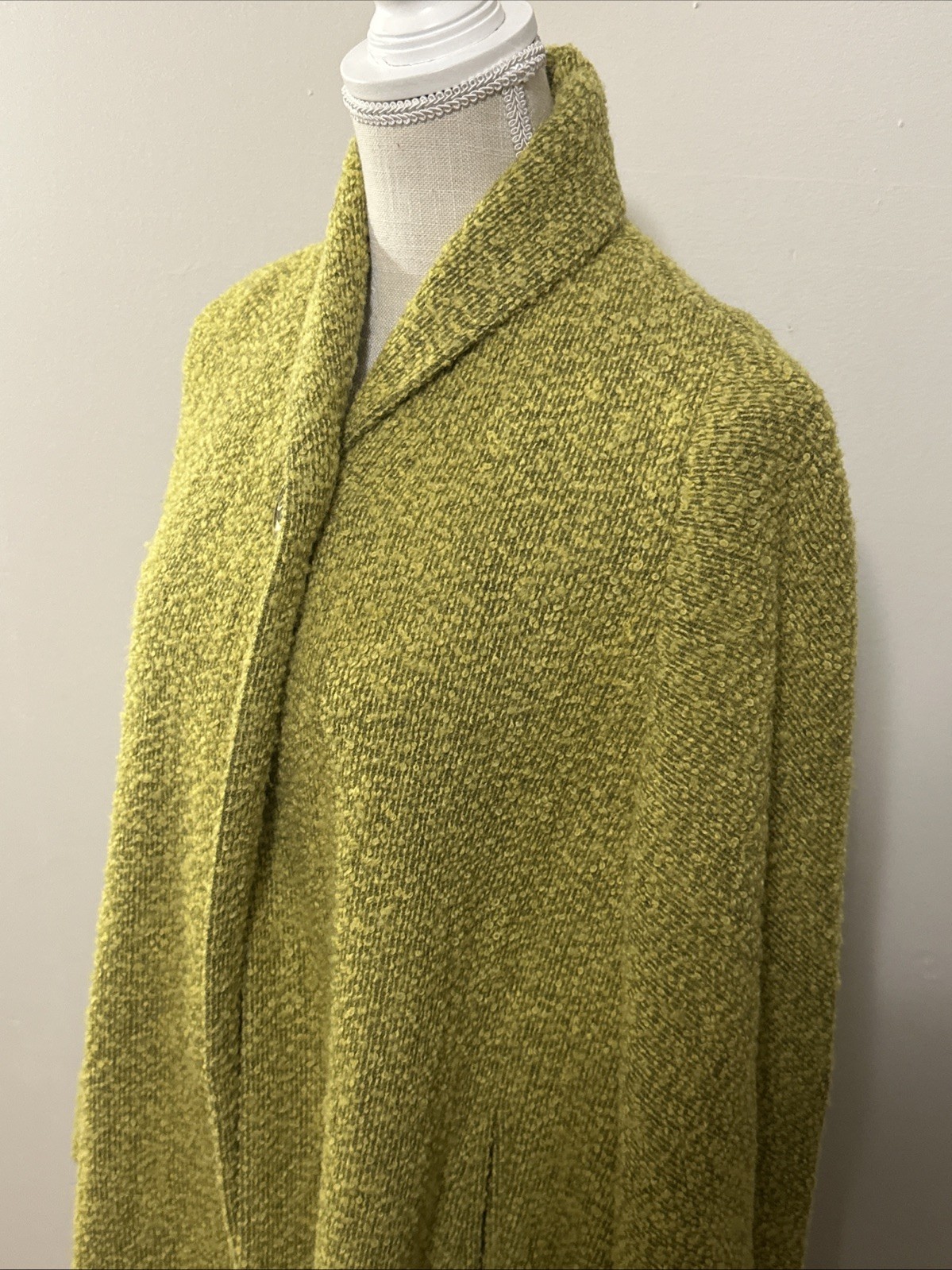 Vtg Jordan Marsh Boston Long Chartreuse Coat