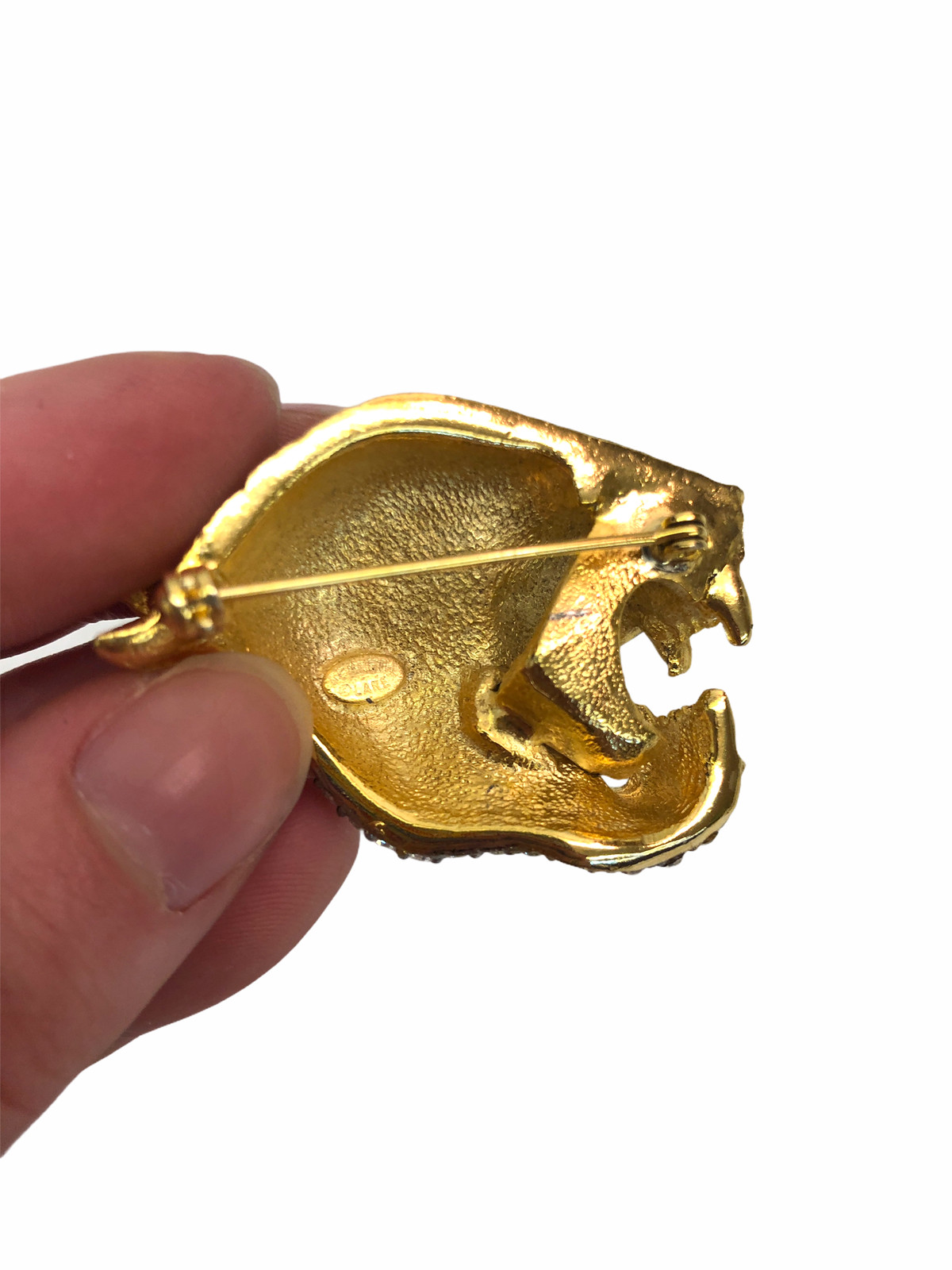 Vintage VTG Kenneth Jay Lane Tiger Jaguar Rhinestone Enamel Brooch Pin