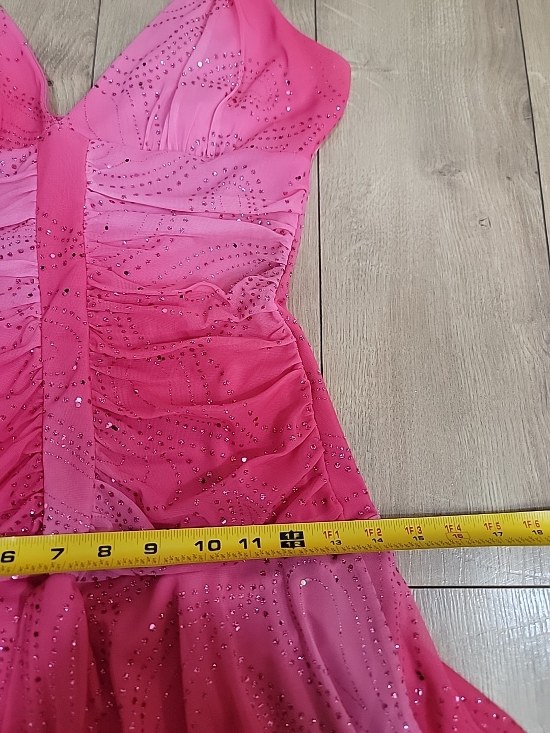 Y2K Taboo Pink Ombre Glitter Dress Asymmetrical Hem Halter Midi VTG 2000s Medium