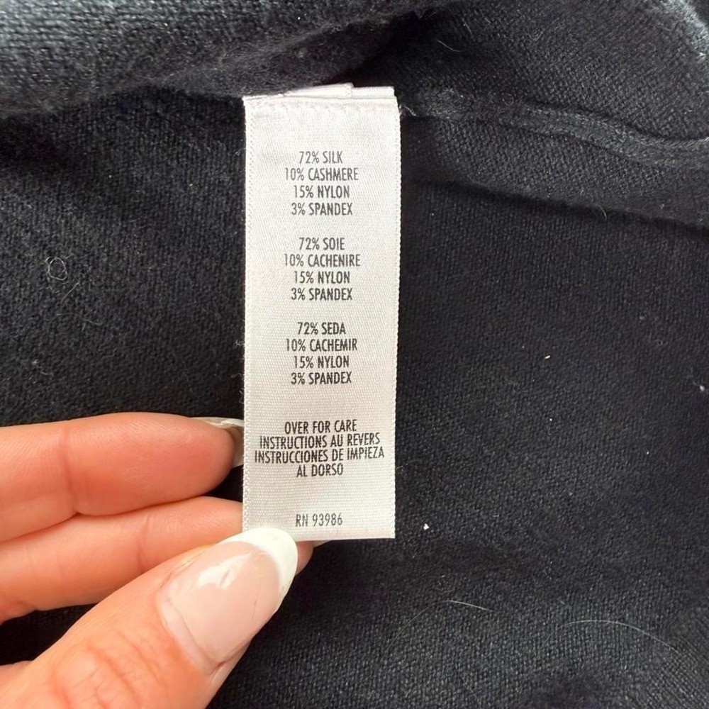 VTG August Max Silk Cashmere Nylon Spandex Black Cardigan Womens Sz 1X Preppy