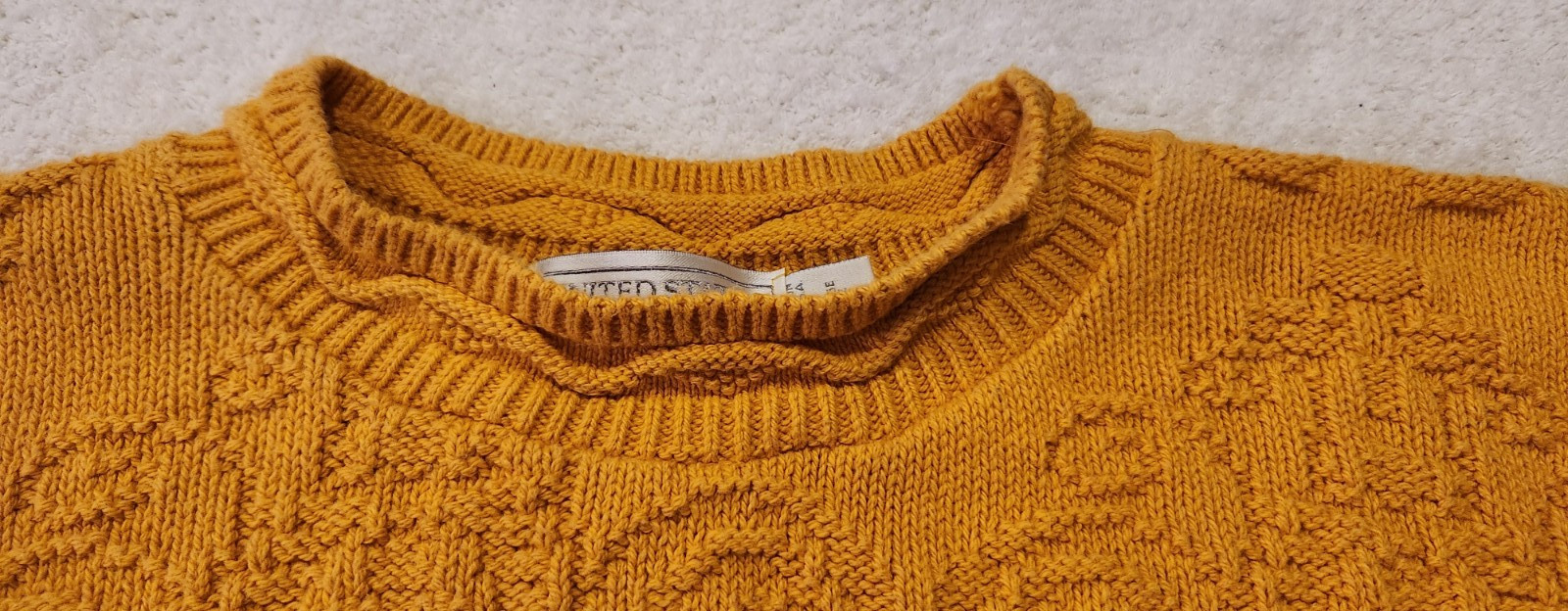 Vtg United States Sweaters 100% Cotton Knit Pullover Large Yellow Gold Chunky OS