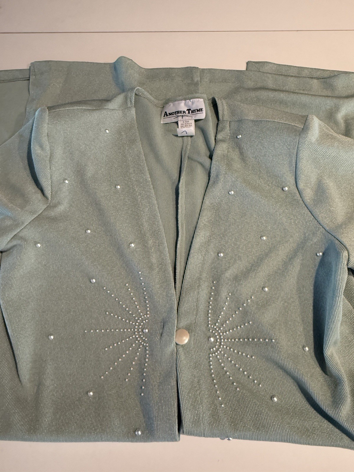 2 Piece Vintage Another Thyme Green Dress/Cardigan Women’s 14 Petite USA Made