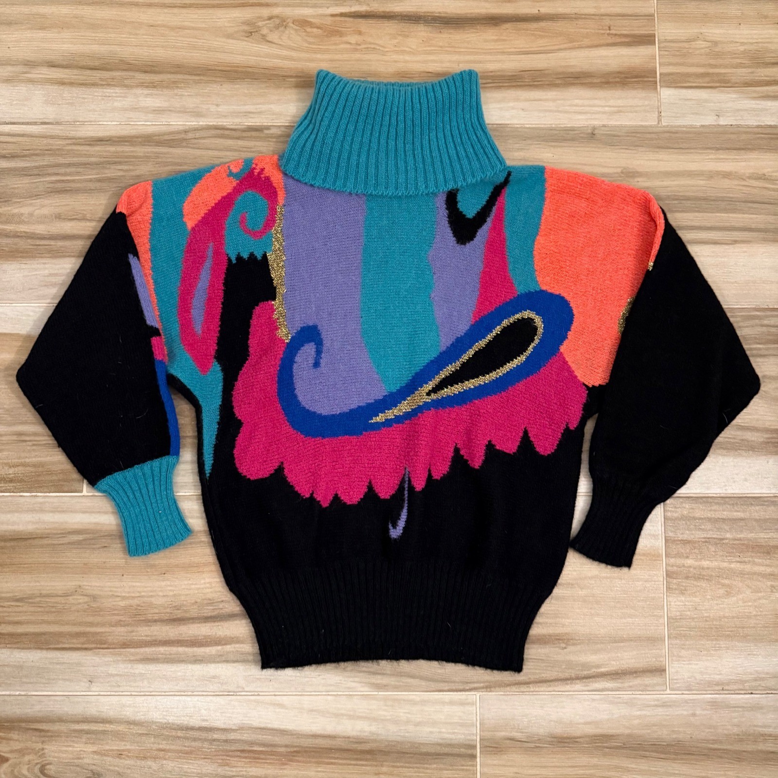 Peter G&rsquo;s General Stores Vintage Mohair Alpaca Abstract Turtleneck Sweater Large