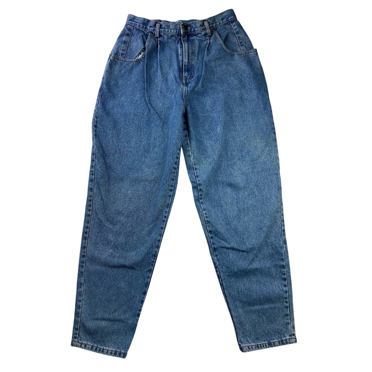 Vintage Brittania Express High Waisted Pleated Mom Jeans Medium Wash Blue Sz 14