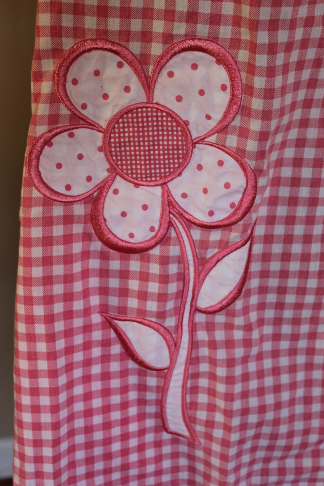 Vintage Pink/White Cotton Gingham Plaid Pearl Snap Flower House Dress Women&rsquo;s M