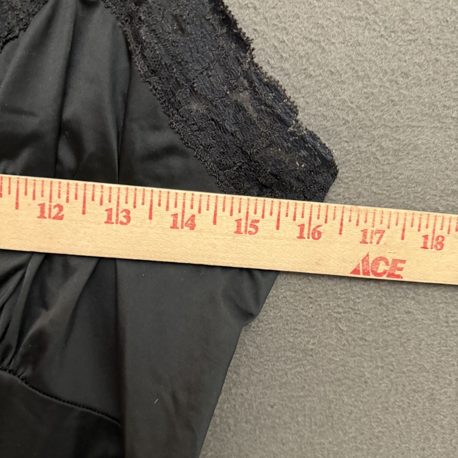 Vintage Rogers Women&rsquo;s Slip Dress Nightgown Black Satin Lace Trim 50s Lingerie