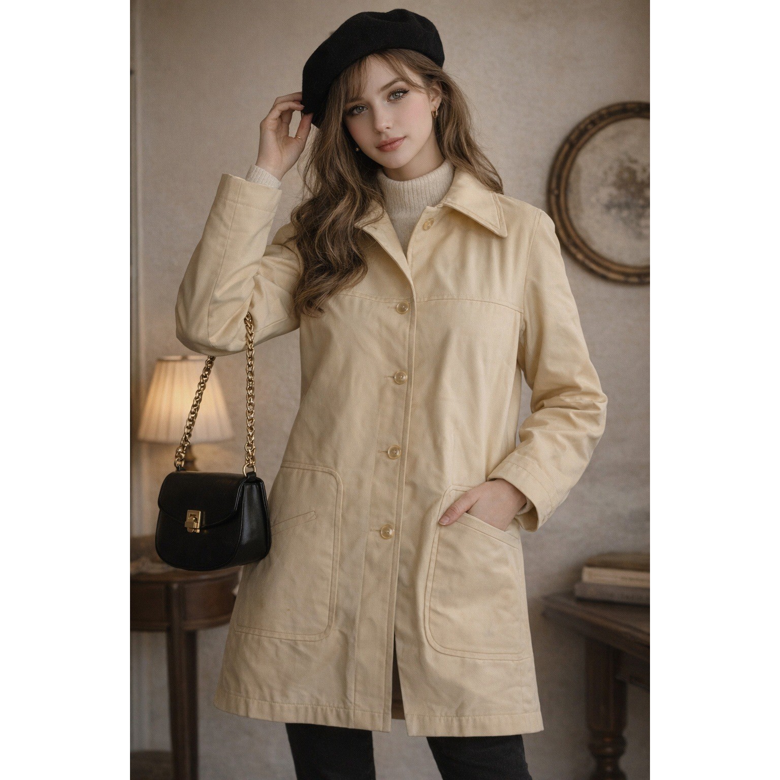 Vintage Misty Harbor Tan Rain Coat Jacket Womens 12 Reg Zepel Repellent USA Made