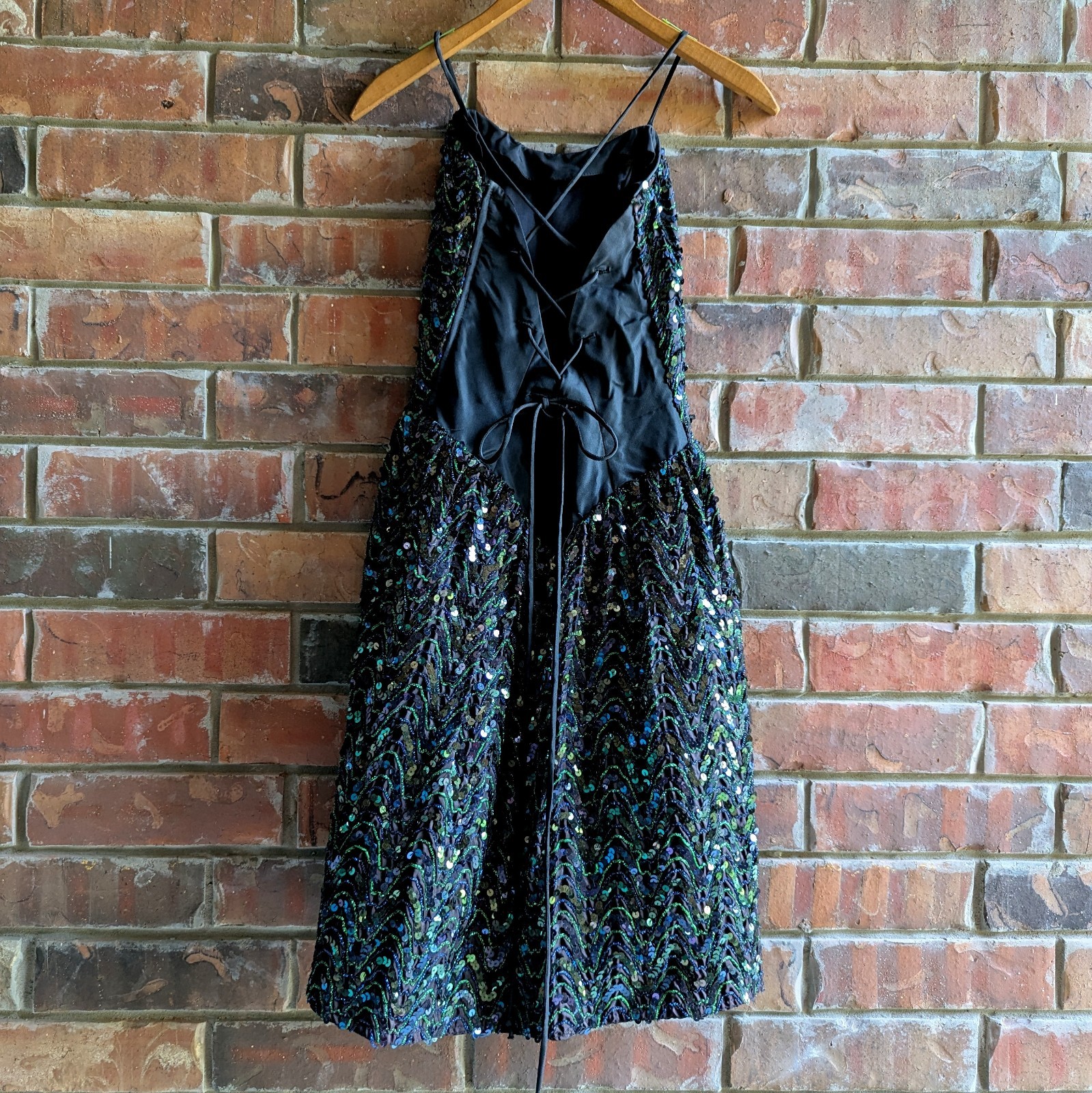 GUNNE SAX Jessica McClintock Sequin Dress Mini Chevron 5/6 XS Sparkle Glam Vtg