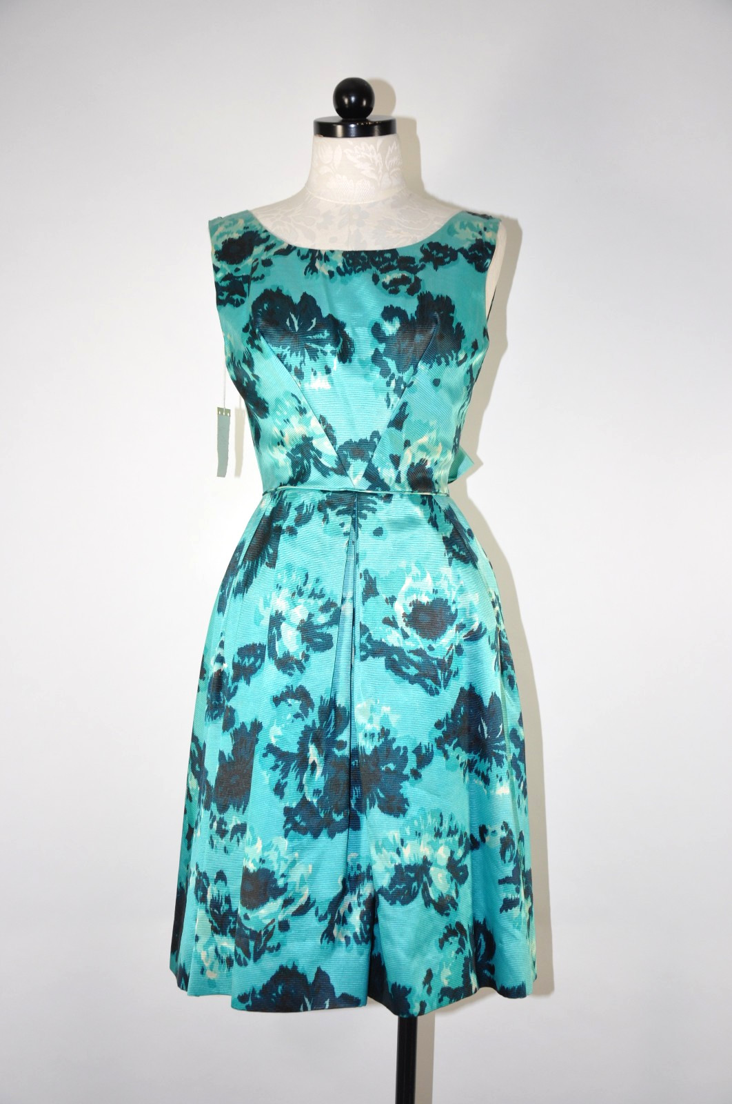 60s Vintage Mint Green Satin Sleeveless Bow Elegant Party Cocktail Dress Women S