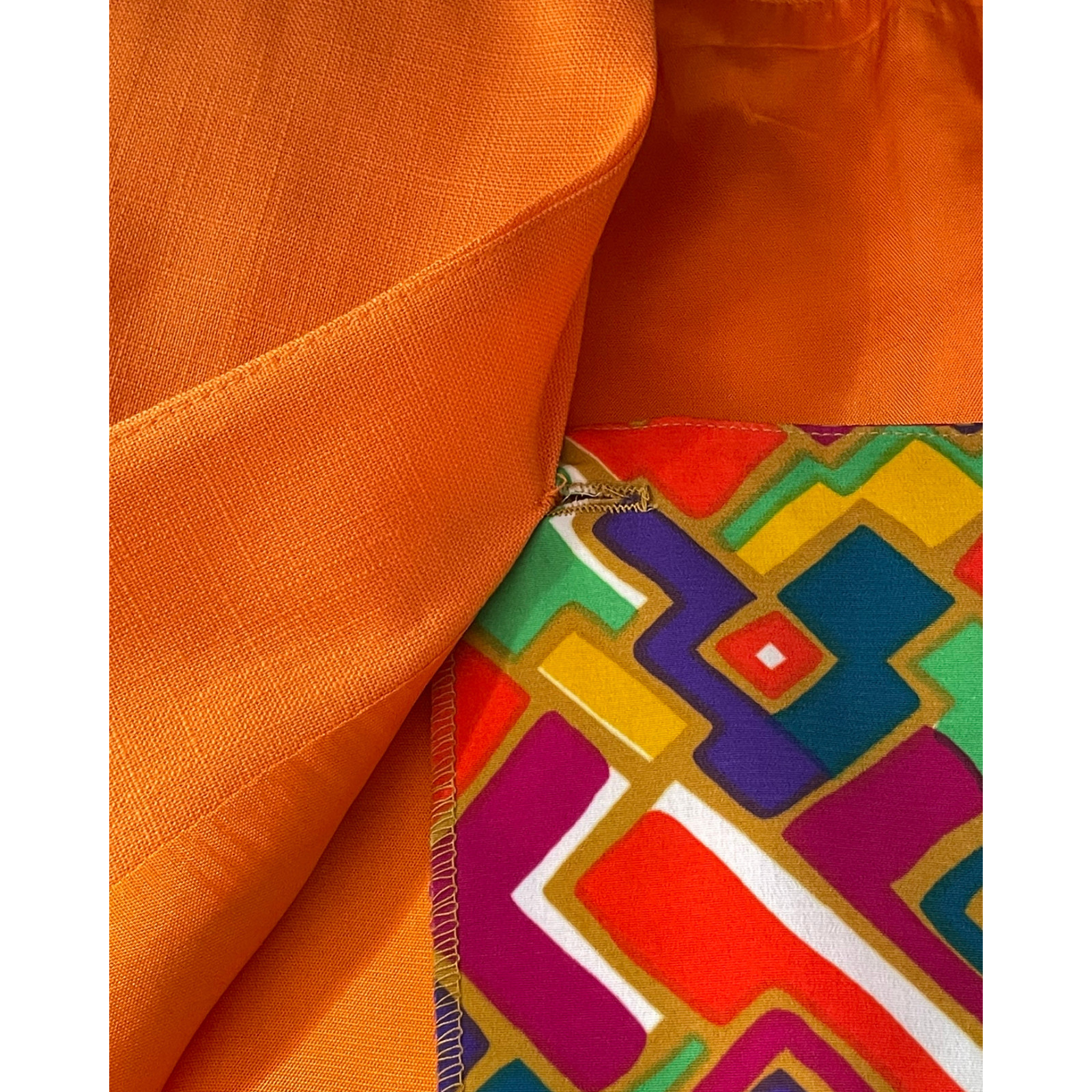 Vintage 90s Gilmor Sz 14 Boxy Suit Jacket Blazer Graphic Print Insert Orange New