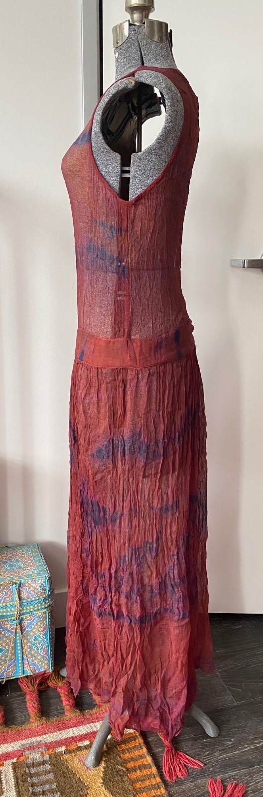 Vintage Upcycled 1990s does 1920s Tie Dye Sheer Maxi Dress Life of Vice New Aura