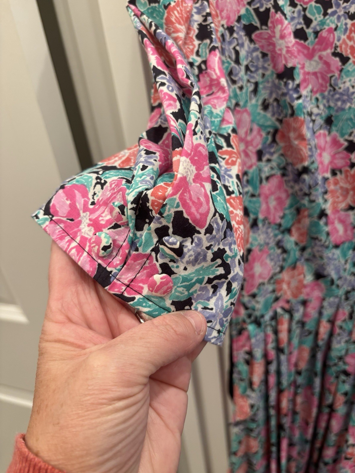 Vintage 80s Laura Ashley Floral Puff Sleeve Romantic Cottagecore Dress Size 12