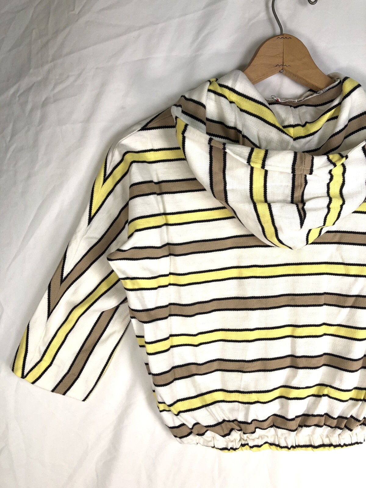 VINTAGE Hoodie Beach Cover Up KNITMASTER 60s Womens Small Terry Cloth Stripe J23