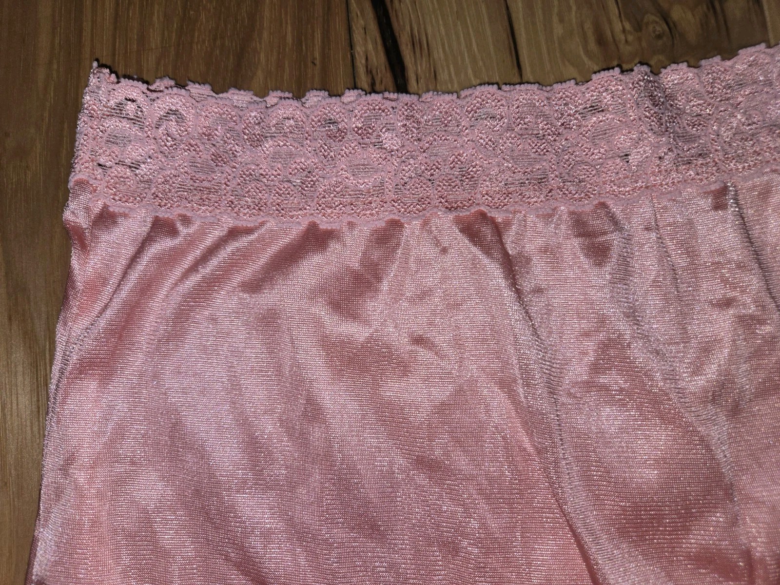 Vtg. Fruit of the Loom nylon panties Lace Sz. 7 LOT 2 Shiny Pink Purple Granny