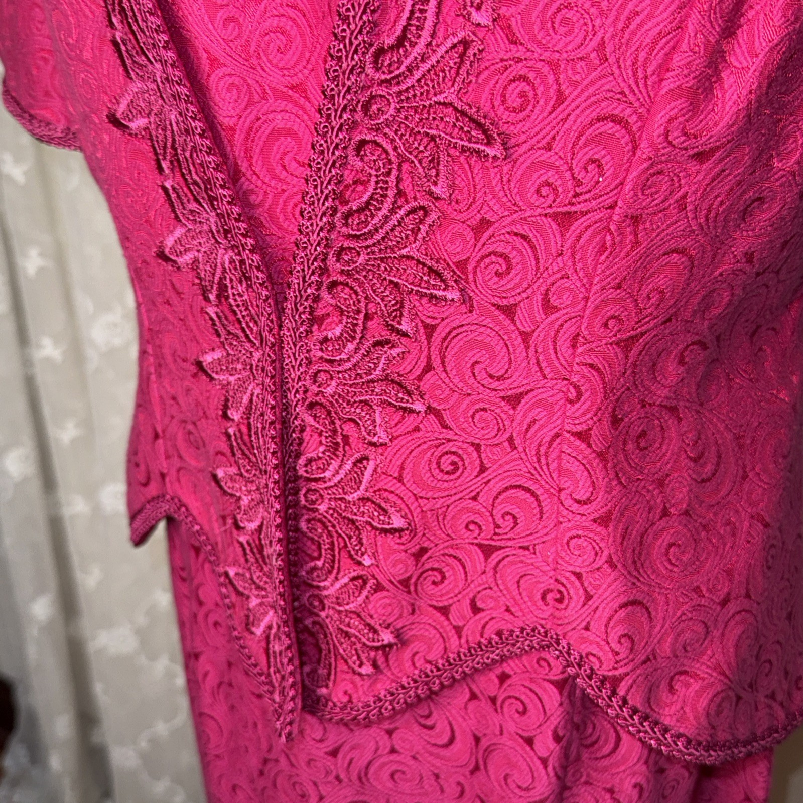 Vintage Cachet Pink Unlined Sleeveless Cocktail Dress & Matching Jacket 13-14