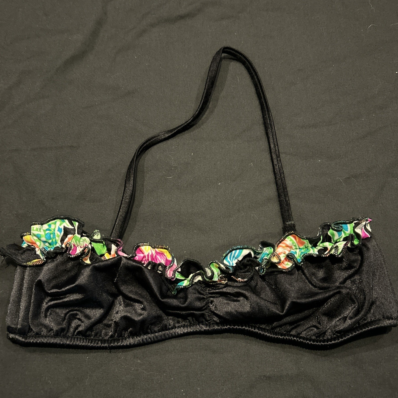 VTG 80s Sea Weed of California Black SWIMSUIT Bikini Top Size 5 A14