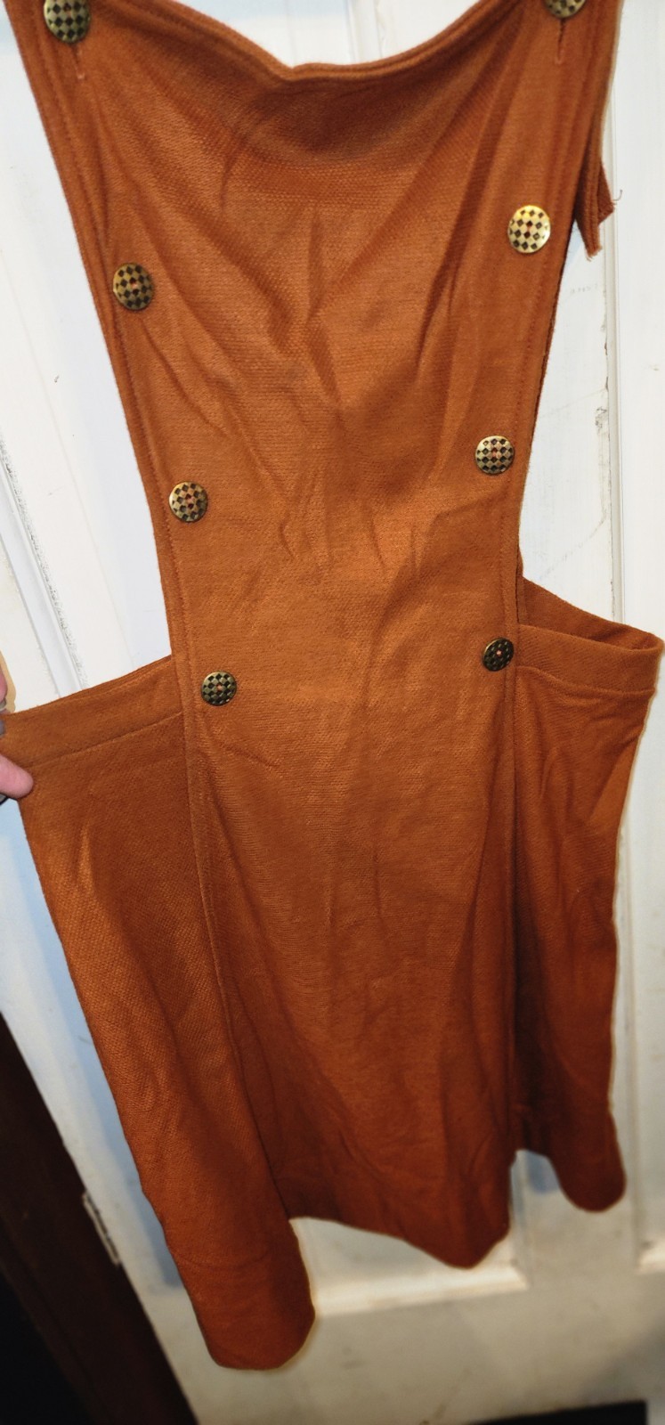 Mod Vintage 1960’s Burndt Orange Rust Pinafore Dress Carol Brent Jumper Size 12
