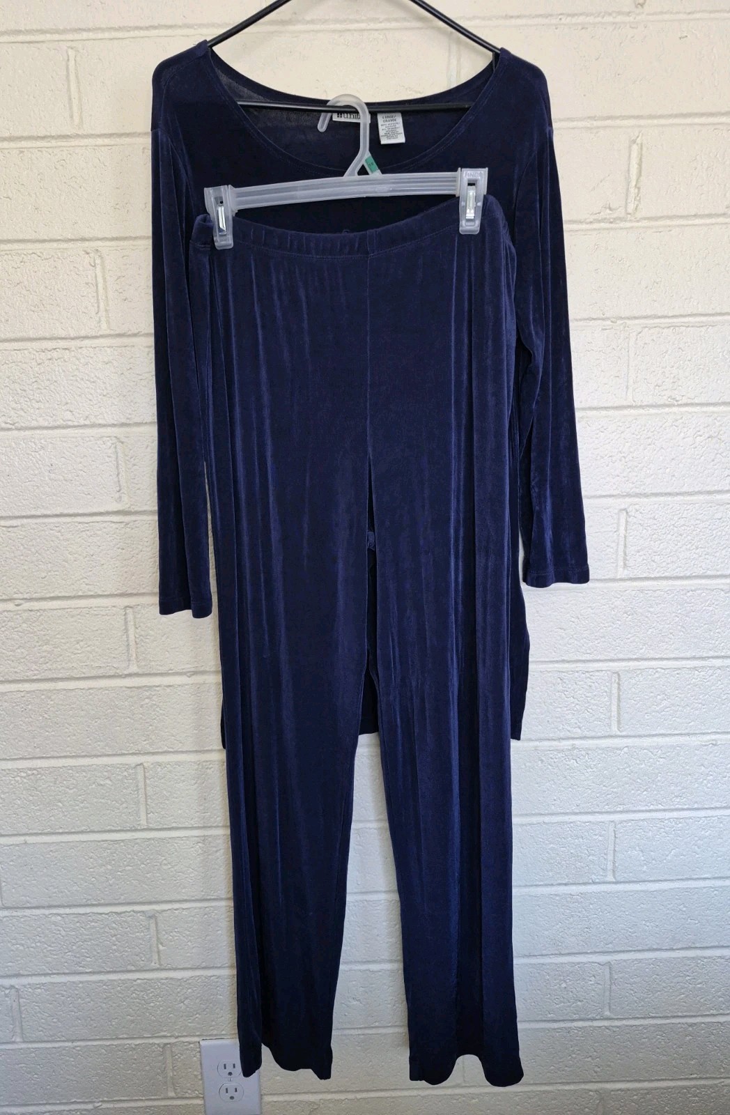 Vintage 80s Women&rsquo;s 2-Piece Navy Blue Shirt and Pants Set by Units Size Large