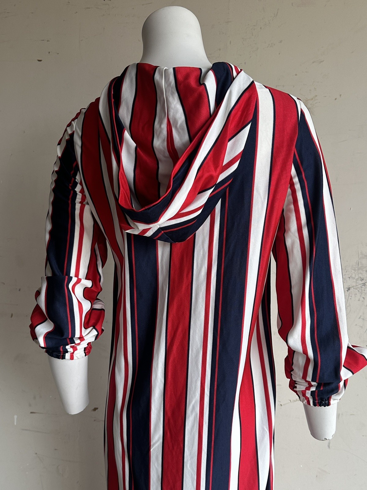 Vintage 60s 70s Striped Hooded Caftan Mod Boho Groovy