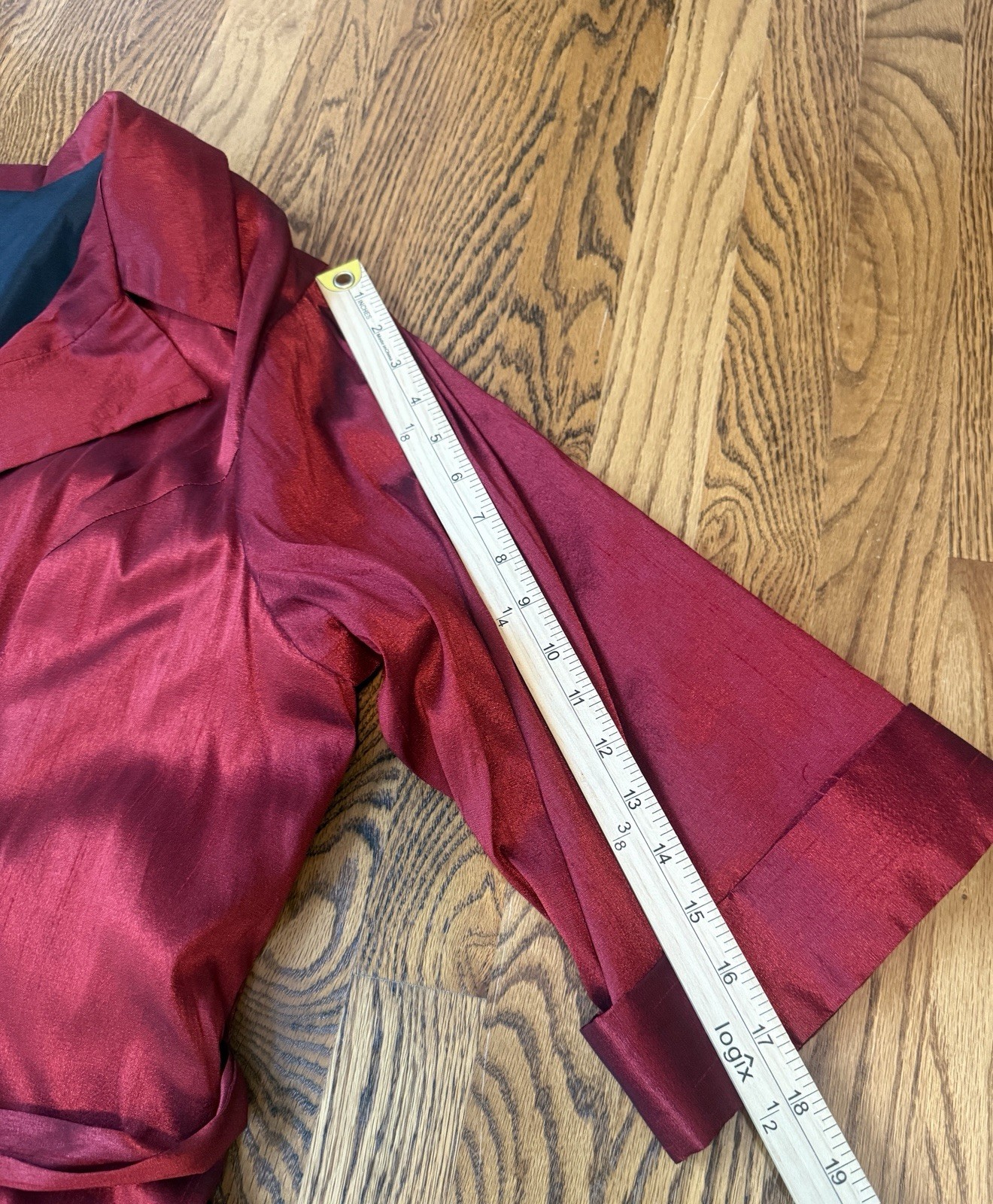 Vintage Wine Buttoned & Belted Portrait-Collar Taffeta Hi Low Dress Sz 2X