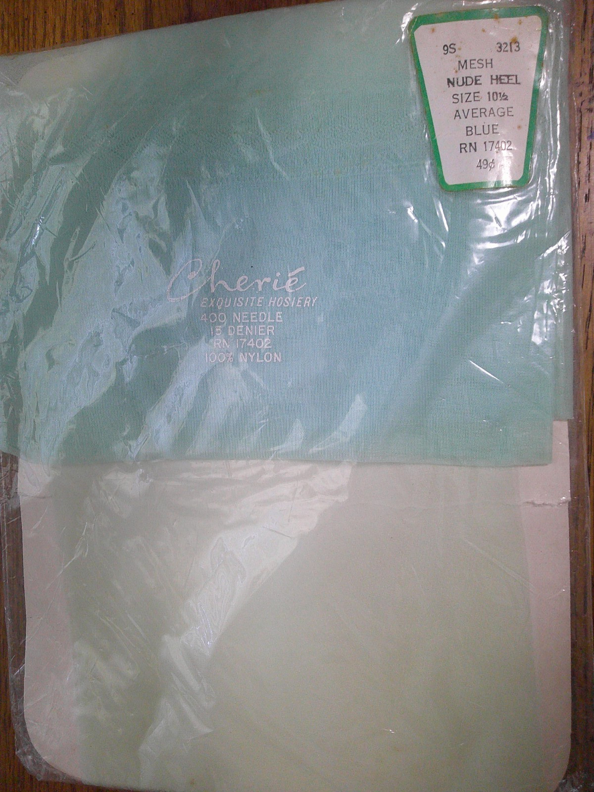Vintage LIGHT BLUE Cherie Stockings size 10 1/2 Average