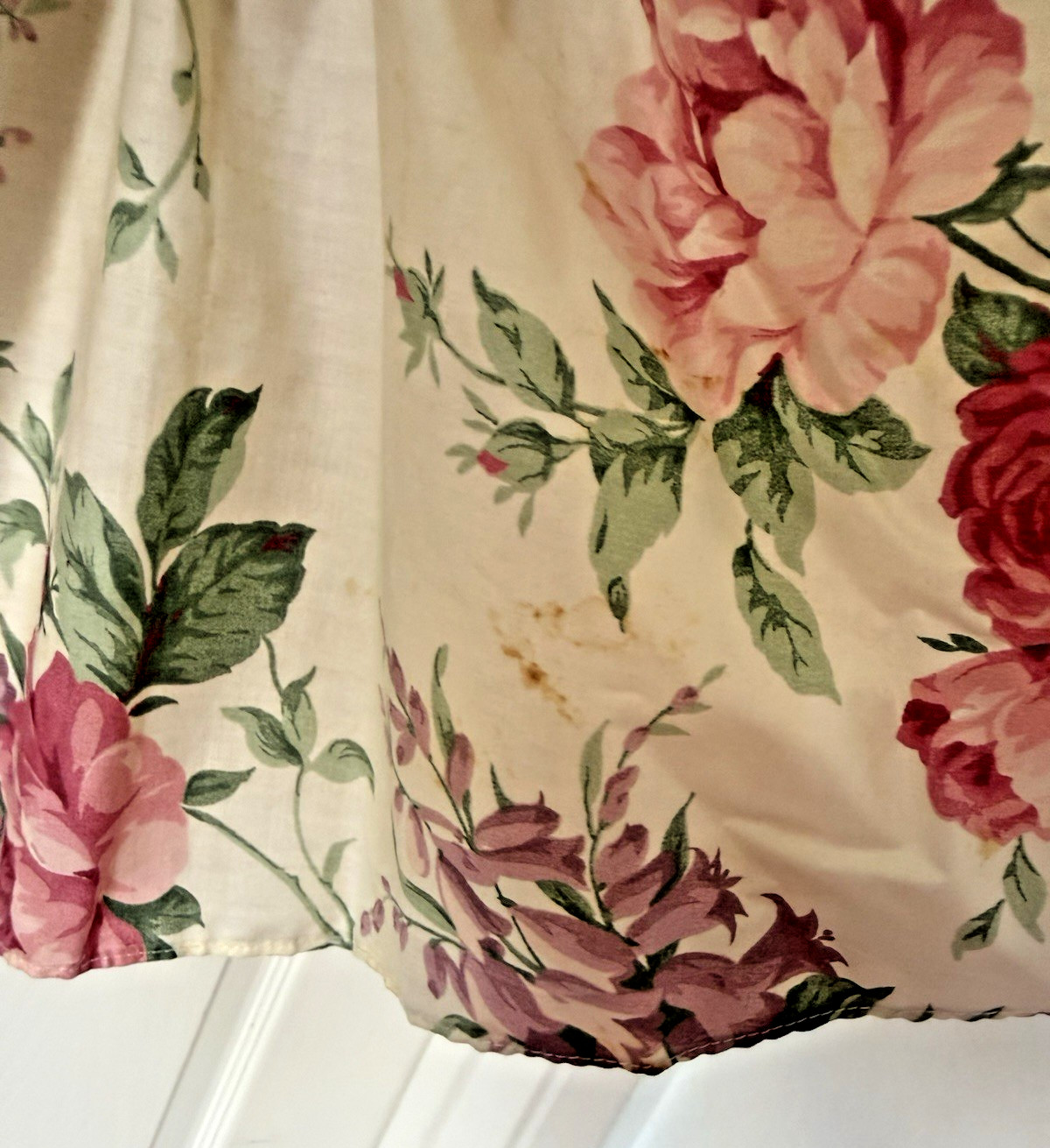 VTG 80&rsquo;s Hawaii Lola Jrs Women&rsquo;s Floral Roses/Lilacs Ruffle Midi/ Tea Dress Sz 7