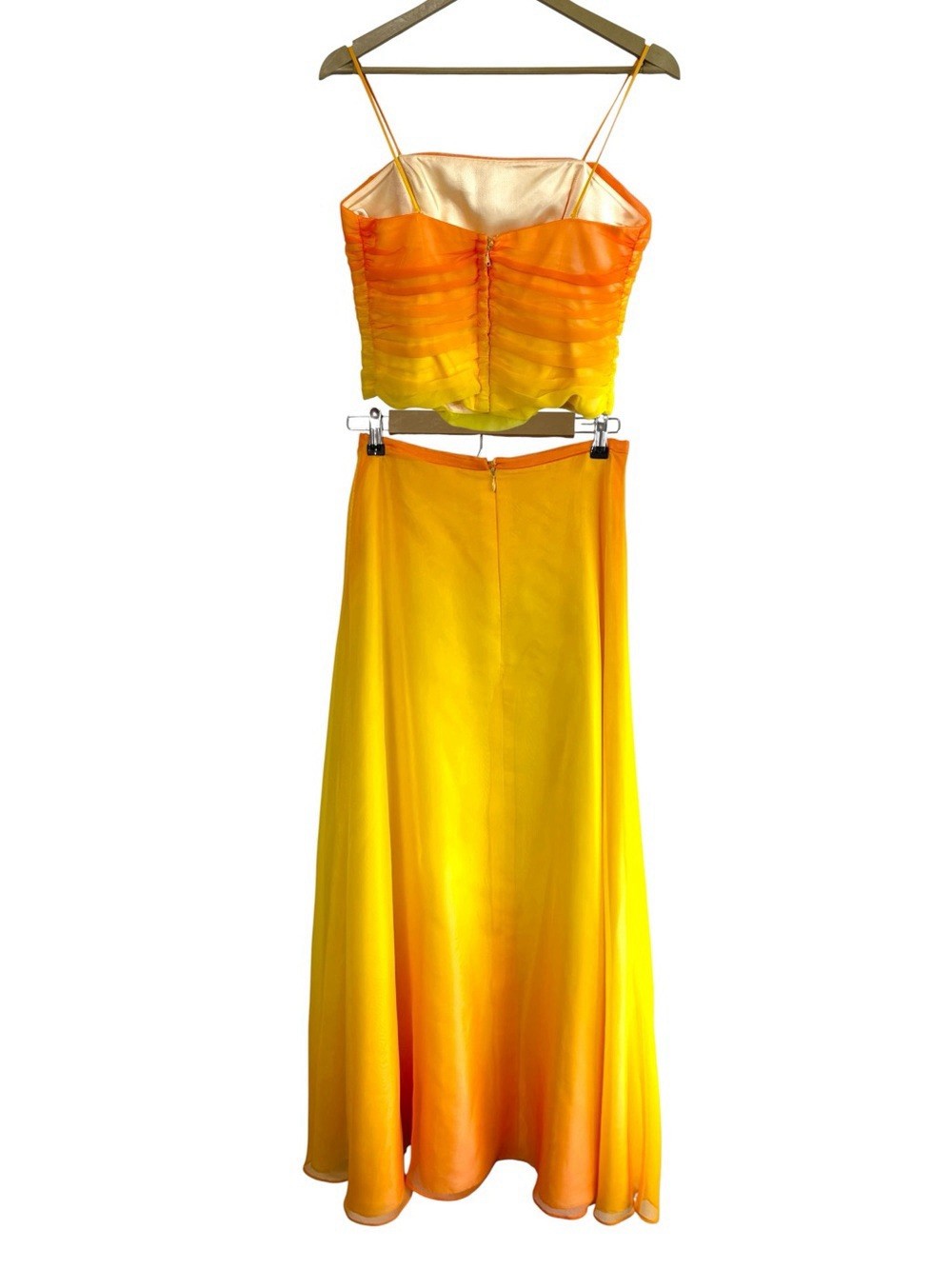 Vintage Union Made Size 9 Yellow Orange Ombré 2 Piece Formal Set Party Travel