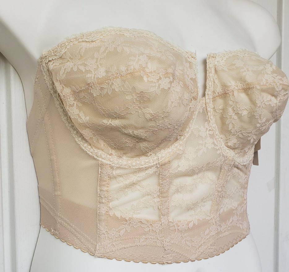 Vintage Backless by Young Smoothie Longline Corset Bra Size 36D Beige NEW