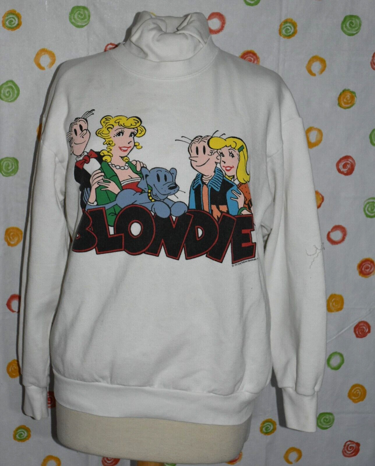 Vintage 1993 Delta women&rsquo;s unisex Large BLONDE Dagwood Sweatshirt USA made EUC