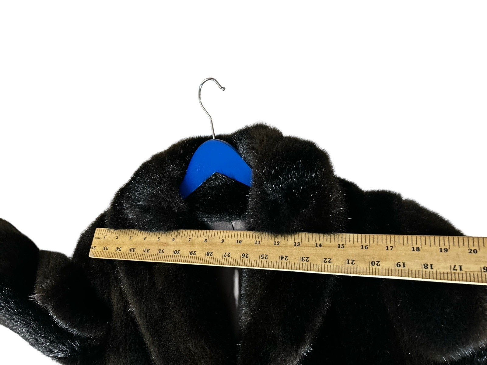 VTG Faux Fur Mid Length Coat Size READ Dark Brown Notch Collar Lined Pockets