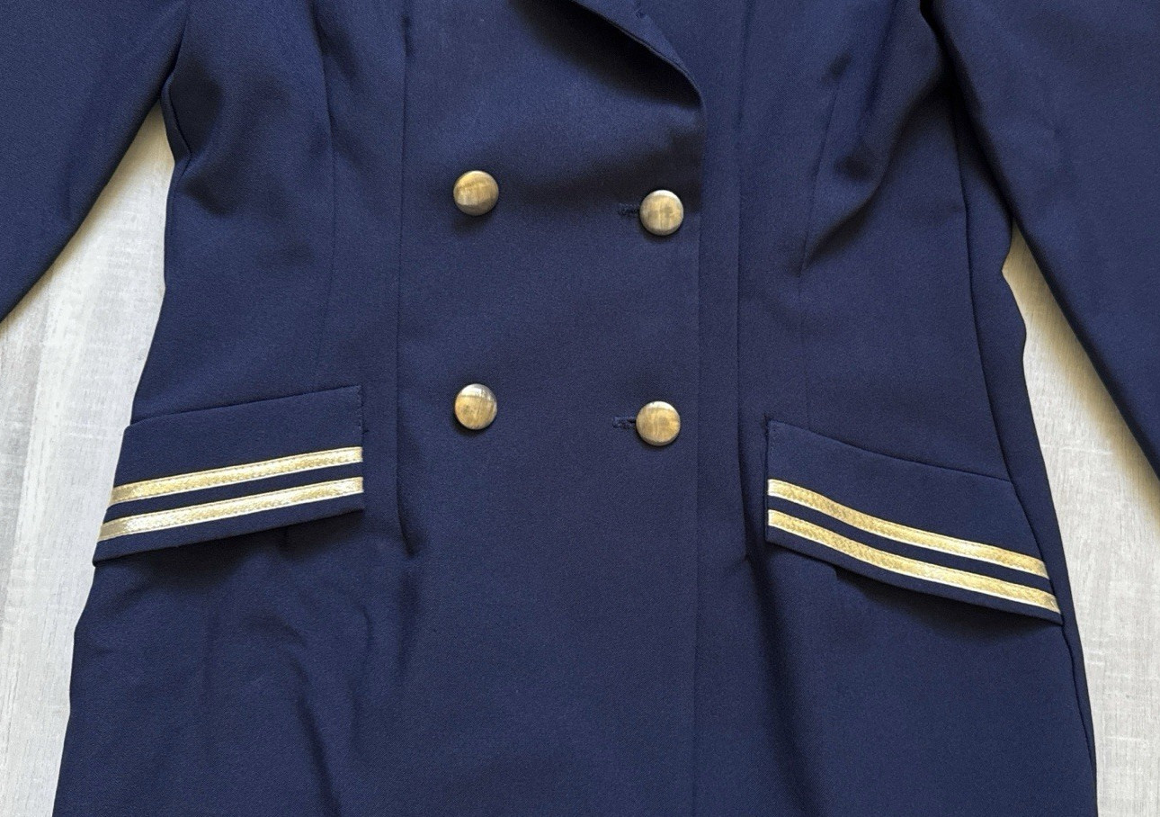 1980s 1990s Navy and Gold Nautical Double Breasted Jacket