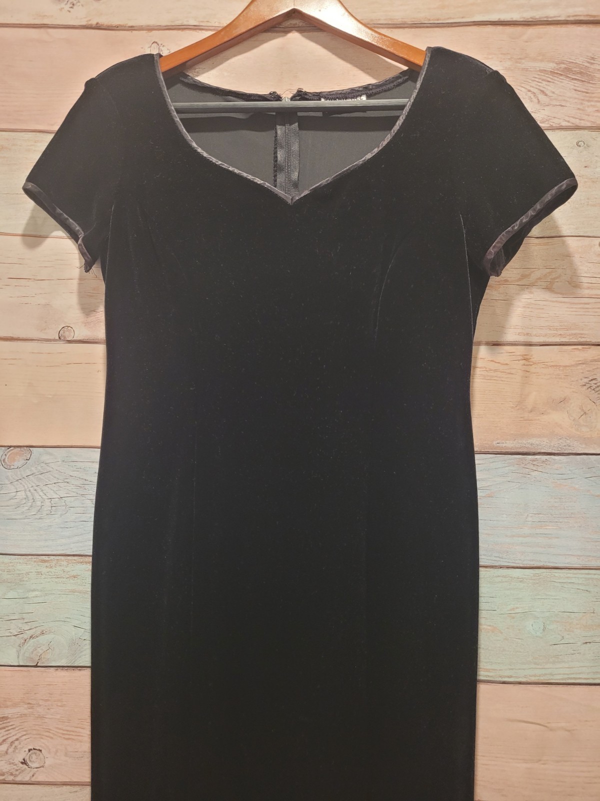 VTG 90s Robbie Bee Black Velvet Dress Cocktail Goth Whimsigoth Holiday Sz PS