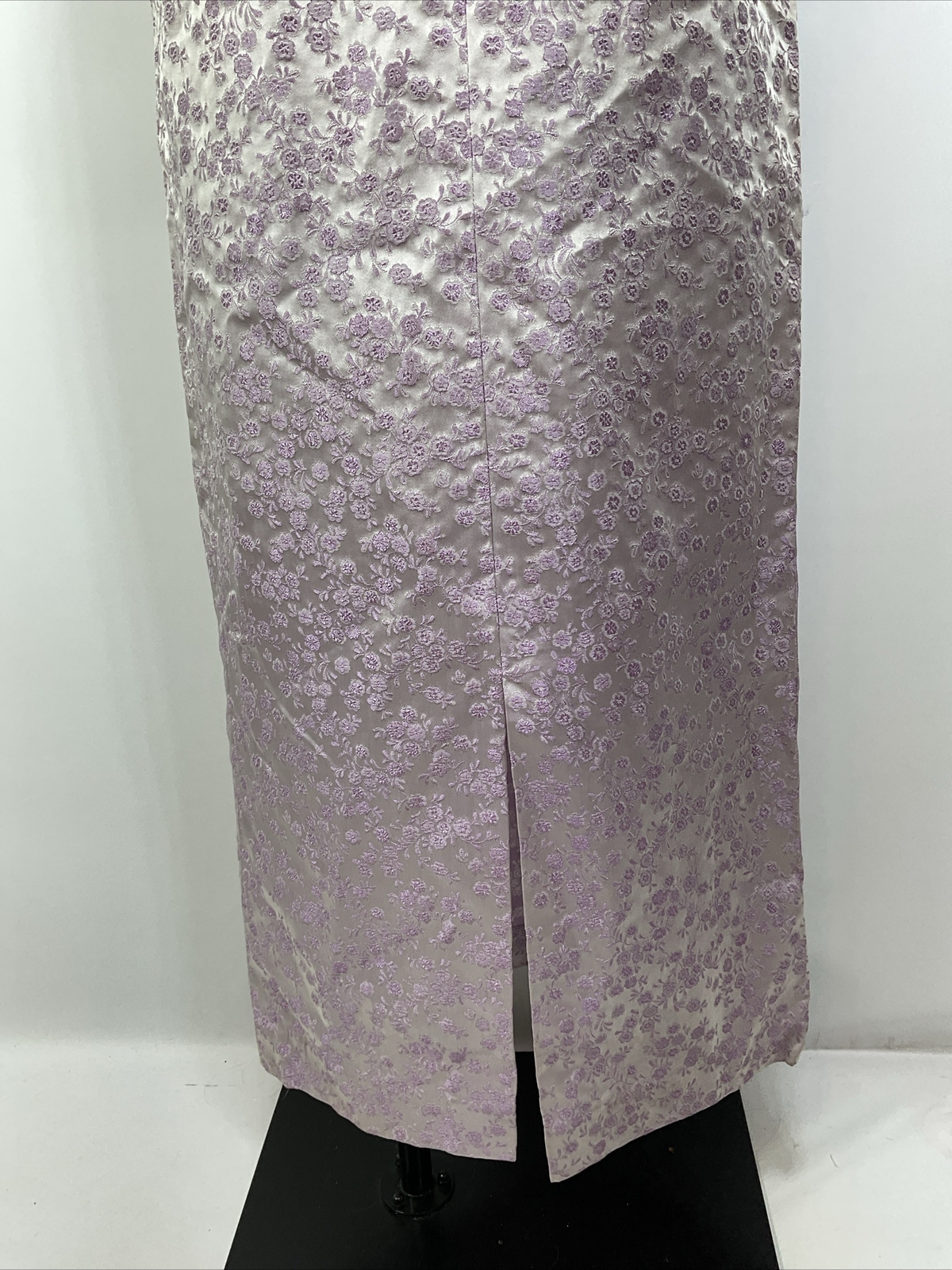 Vintage 40s Purple Jacquard Floral Metallic Formal Cocktail Dress Slit S/M
