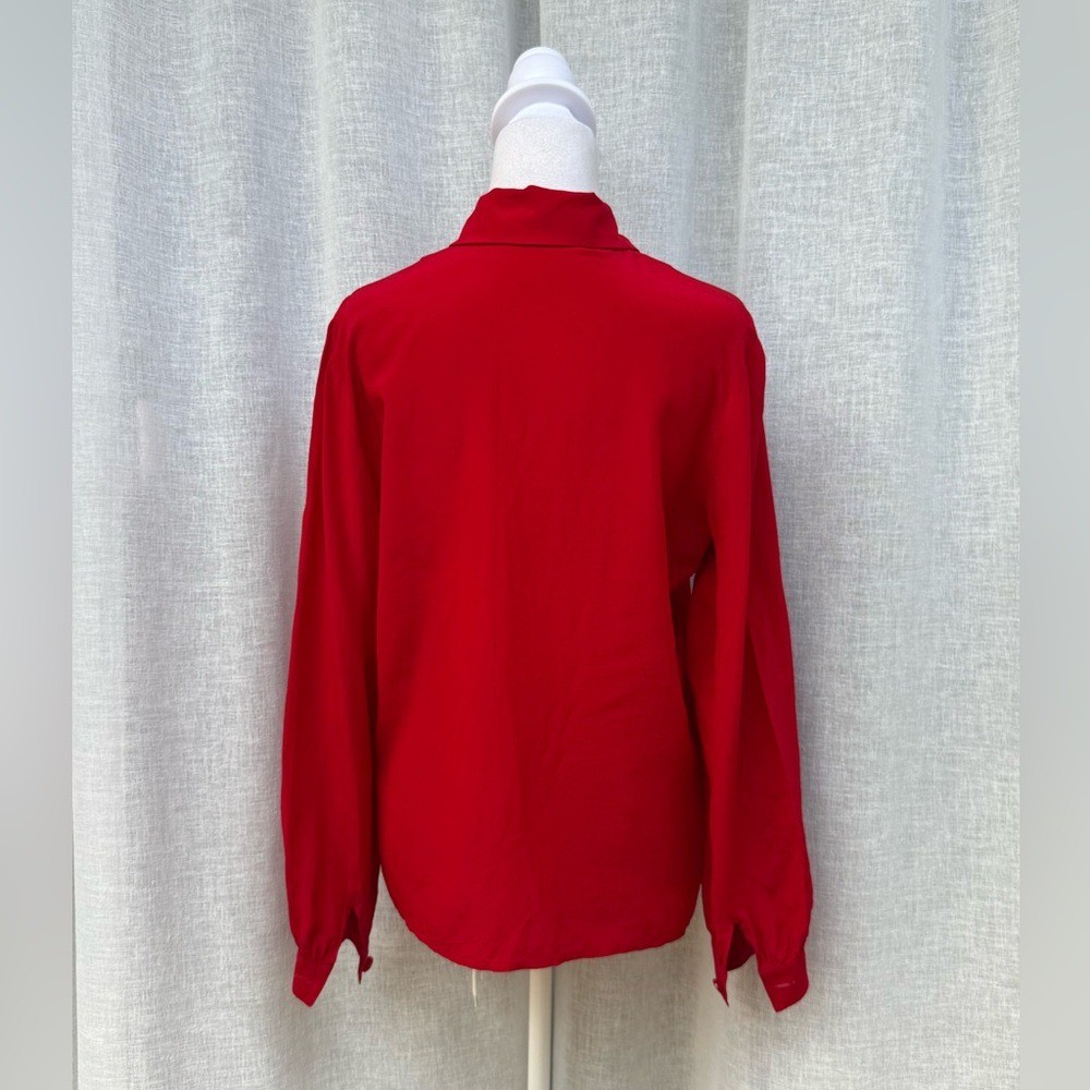 Vintage Lloyd Williams red silk long sleeve blouse