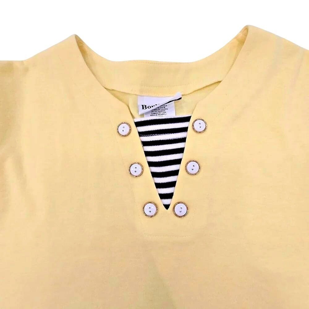 BonWorth Embroidered Lighthouse Vintage Shirt Yellow L Petite 90s Grandma