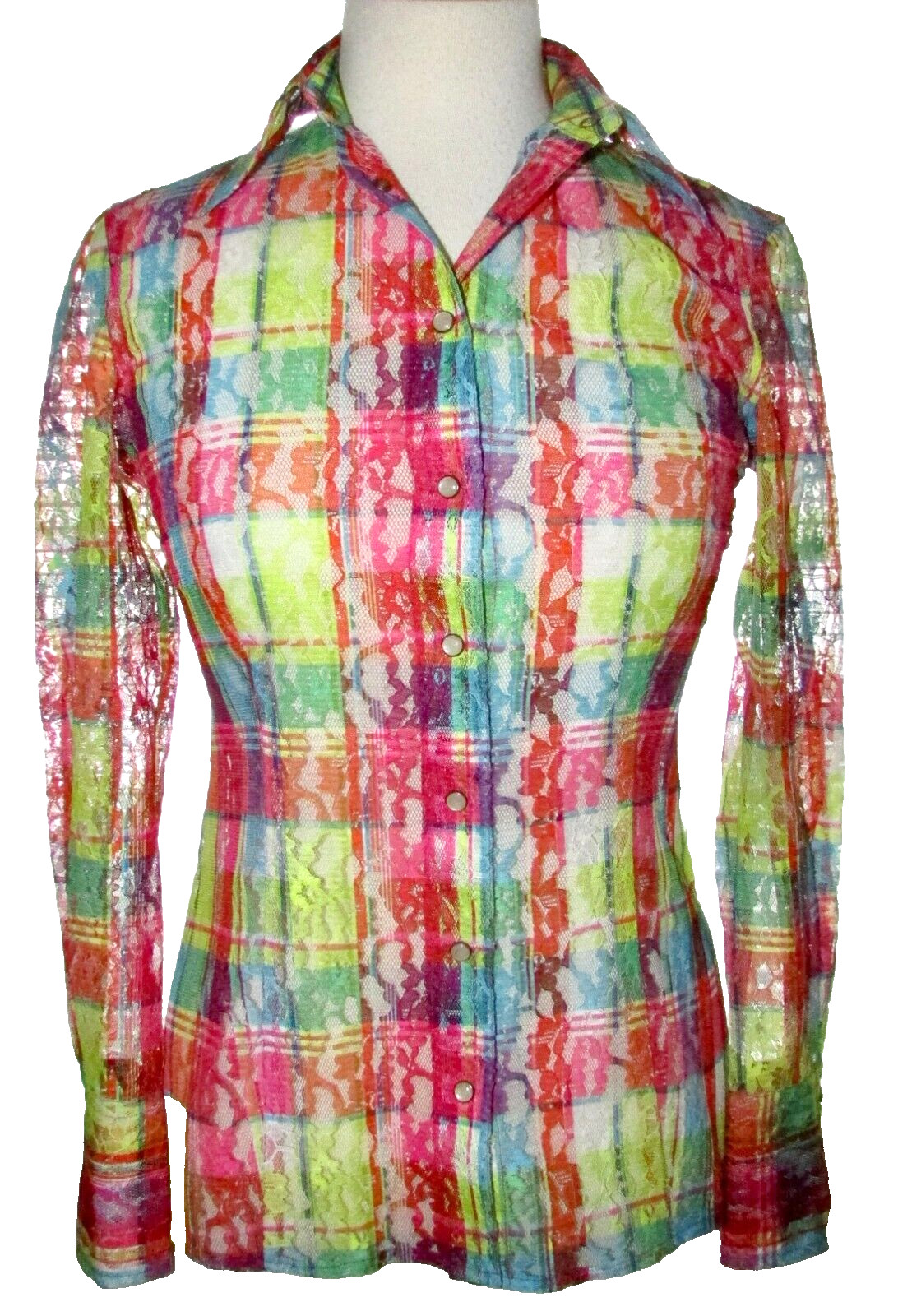 Vintage 90&rsquo;s Christian Lacroix Sheer Lace Blouse Western S-RARE