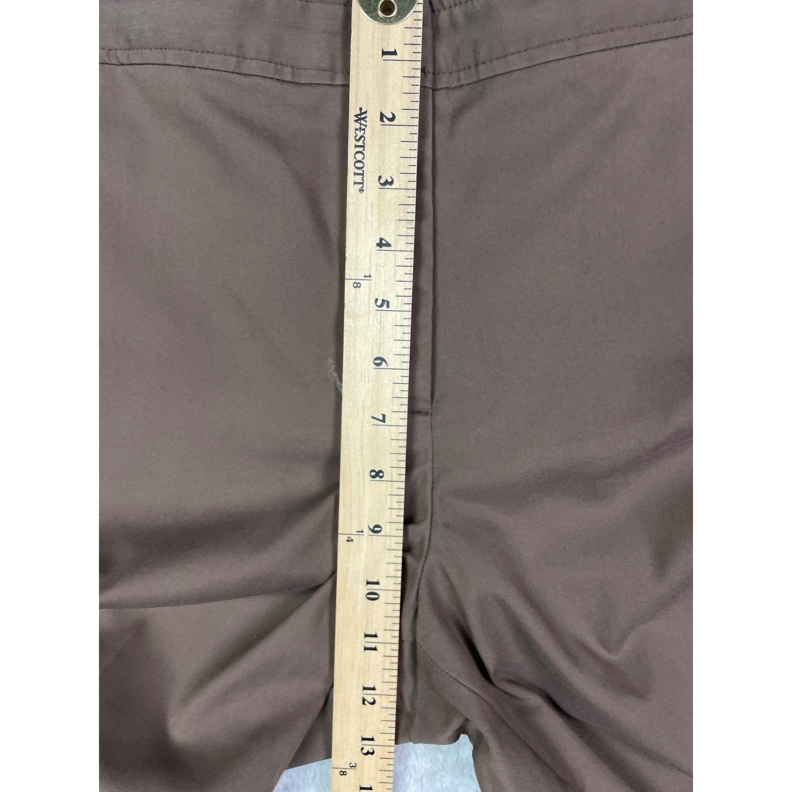 TALBOTS Heritage Ankle Pants 14P Petites Brown Cotton Blend Stretch Work Flaw