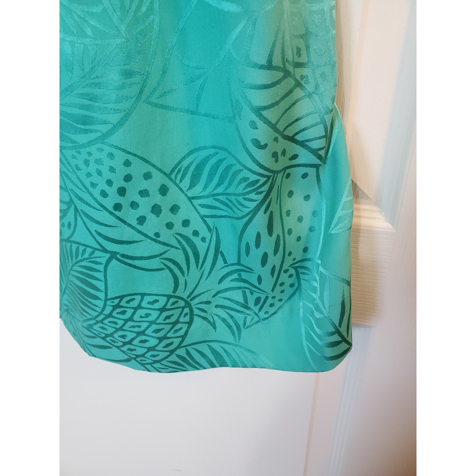 Vintage Dynasty Green 100% Silk Blouson Tie Waist Satin Retro Mini Dress, Size 8