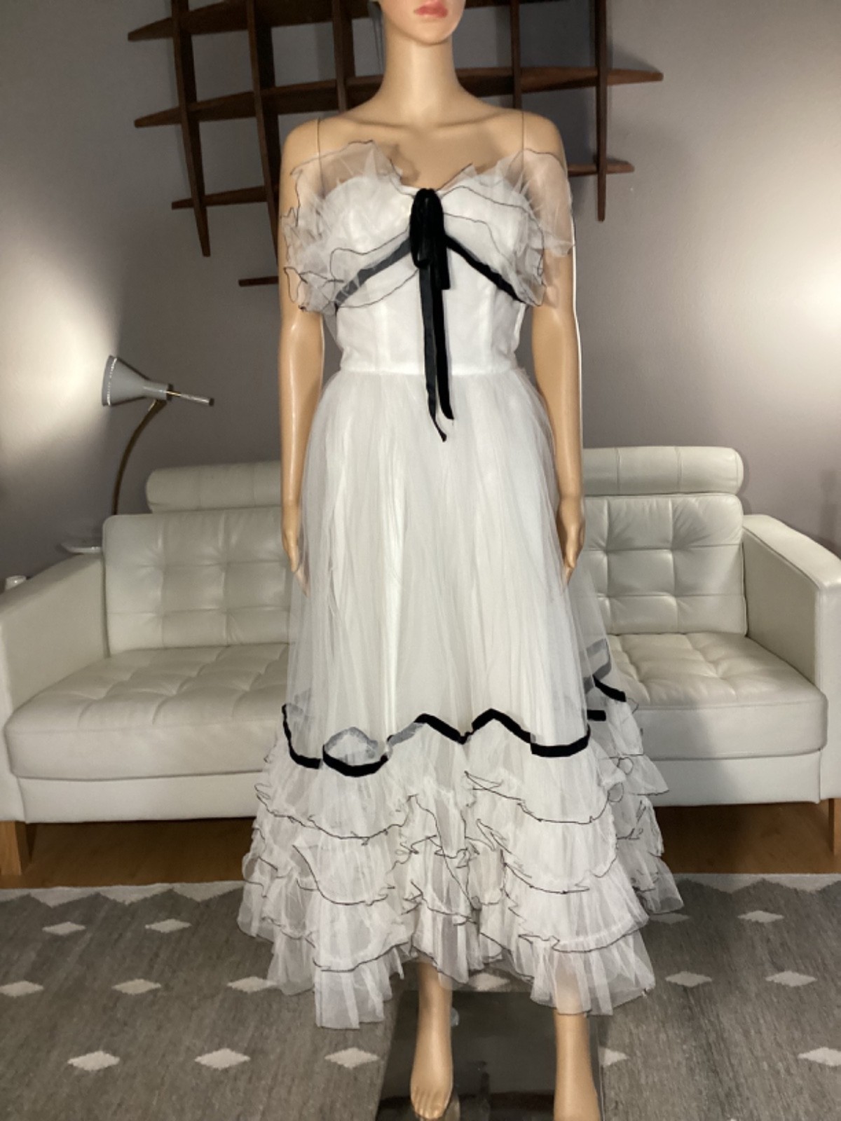 Vintage 1950&rsquo;s Will Steinman Original Black & White Tulle Strapless Party Dress