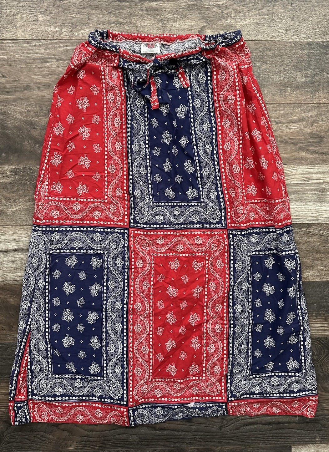 Lanz Original Vintage 16/18 Skirt Bandana Boho Prairie Americana Patchwork 70s