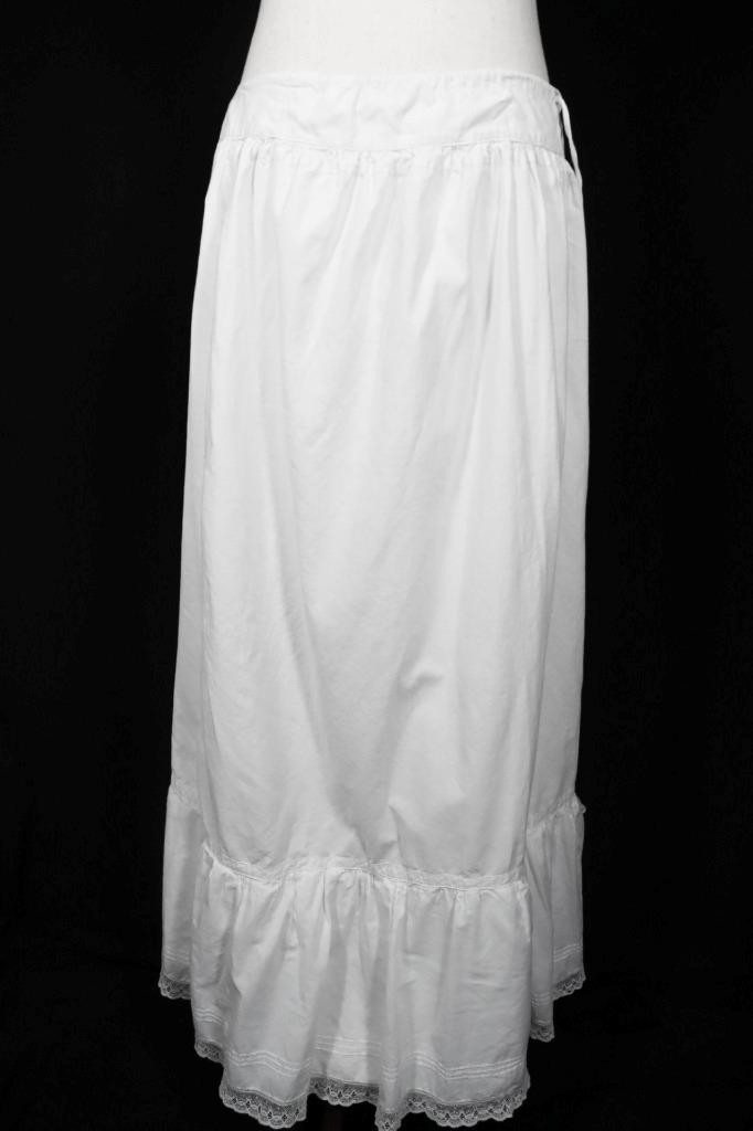 Rare Antique Victorian French Long Cotton Petticoat Size XL 50&Prime; Waist