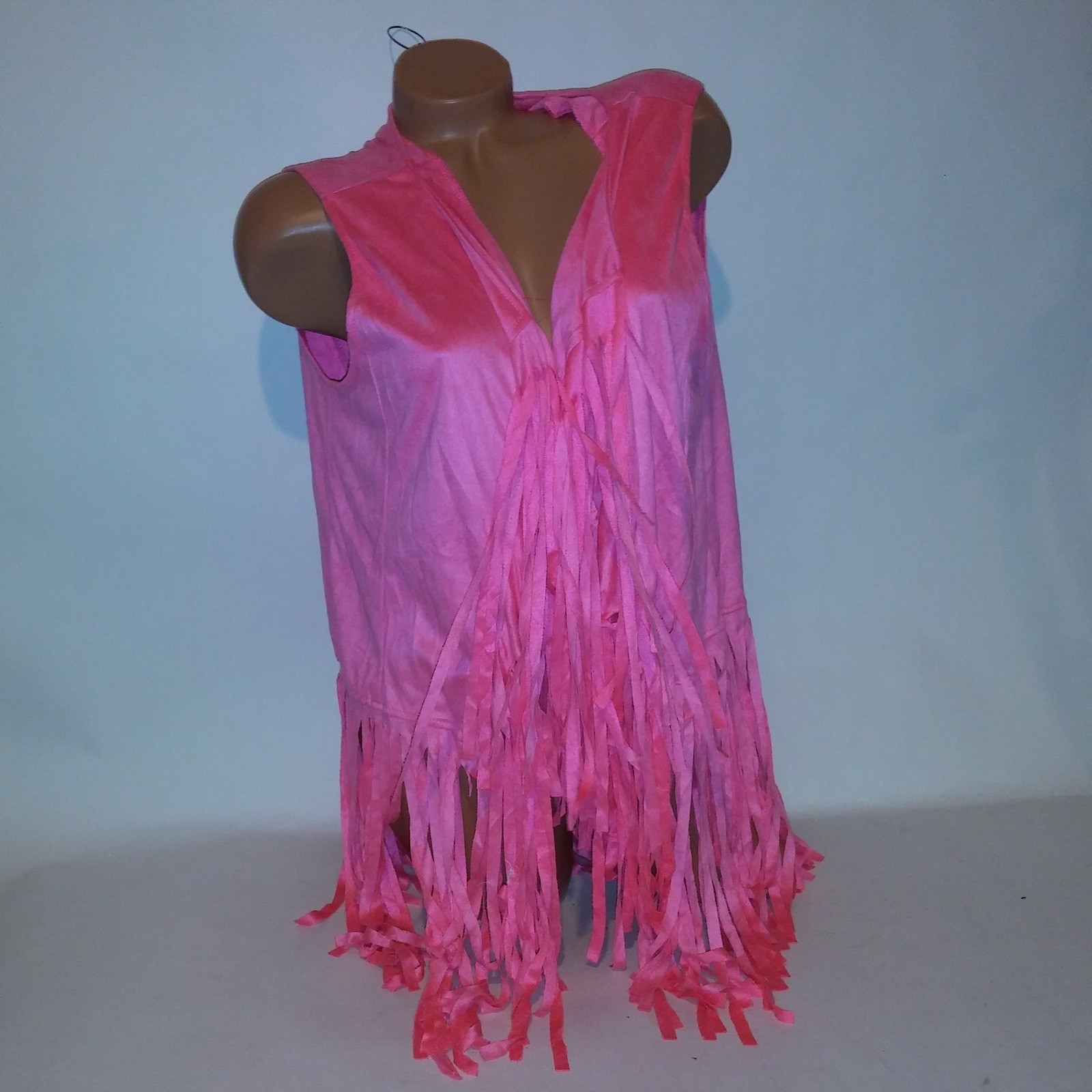 Halloween Costume 2X Pink Vest Fringe Rodeo Barbie Solid Cowboy Girly