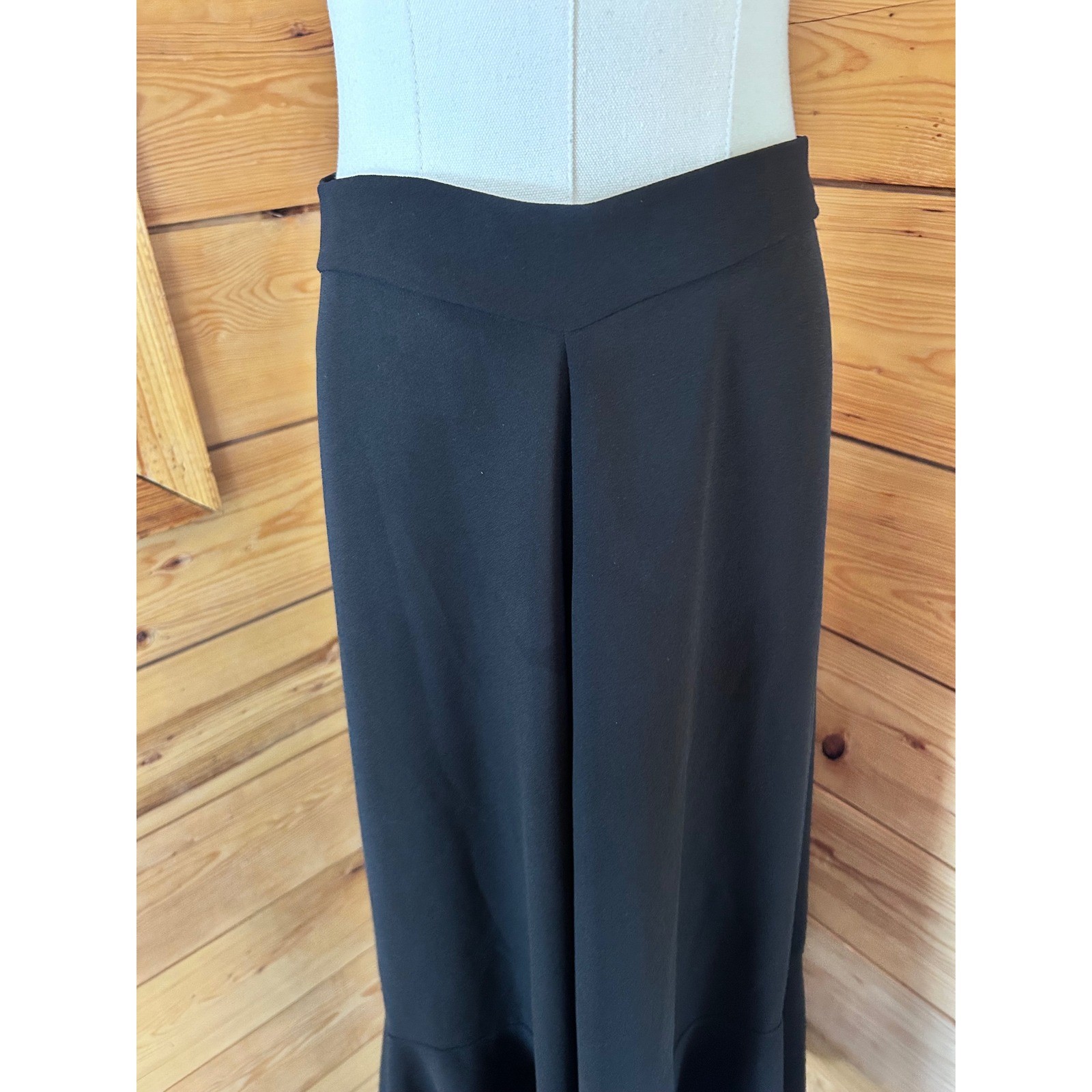 Vintage Maxi Skirt Women Large Black Trumpet Mermaid Flared Raw Hem Handmade