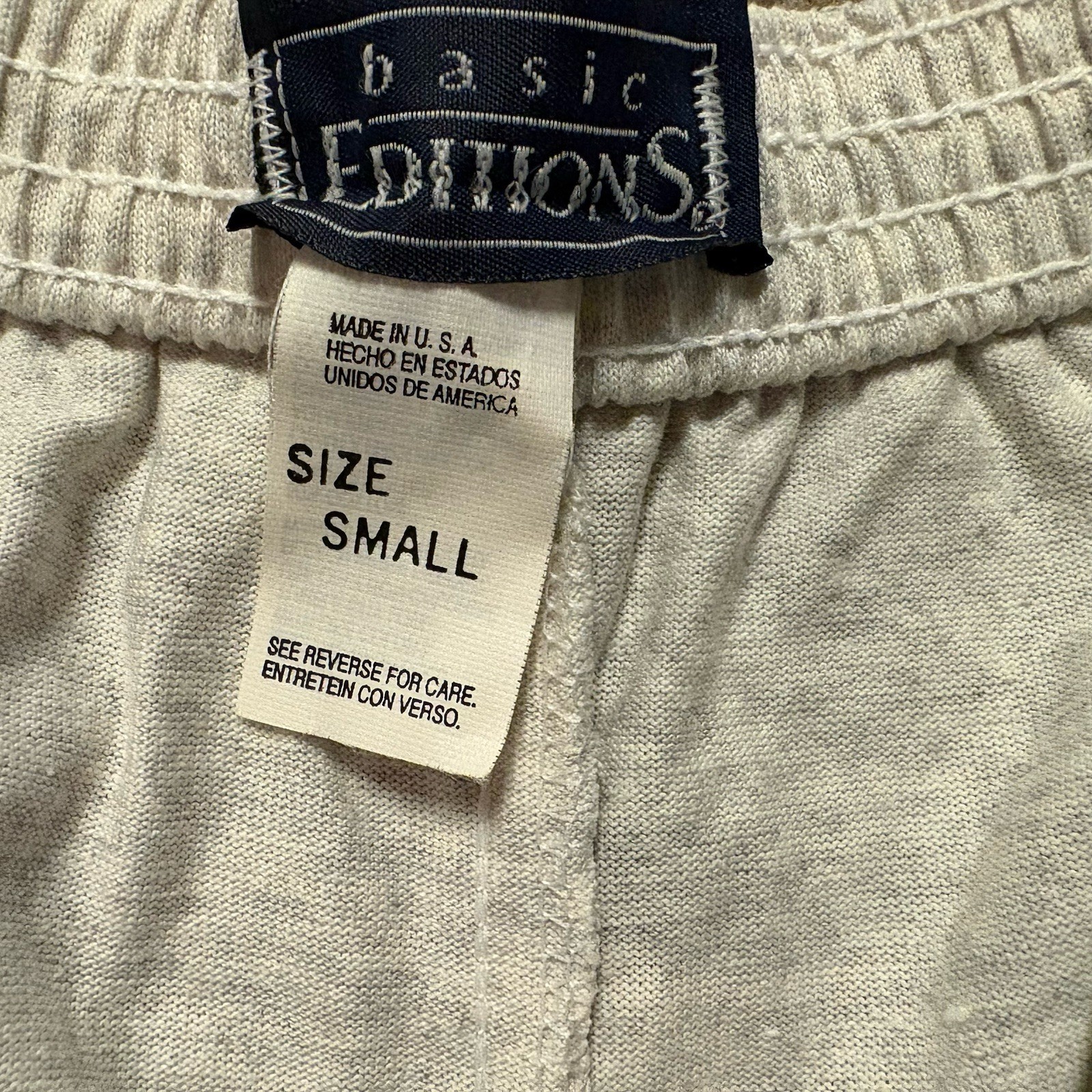 Vintage 90s Basic Editions Gray Elastic Waist Size Small Deadstock