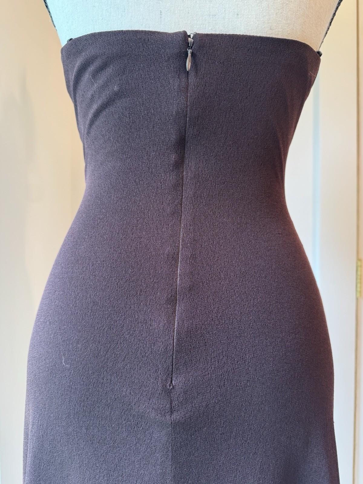 Cache Brown Halter Twist Front Handkerchief Hem Cocktail Dress Sz 2 Y2K USA