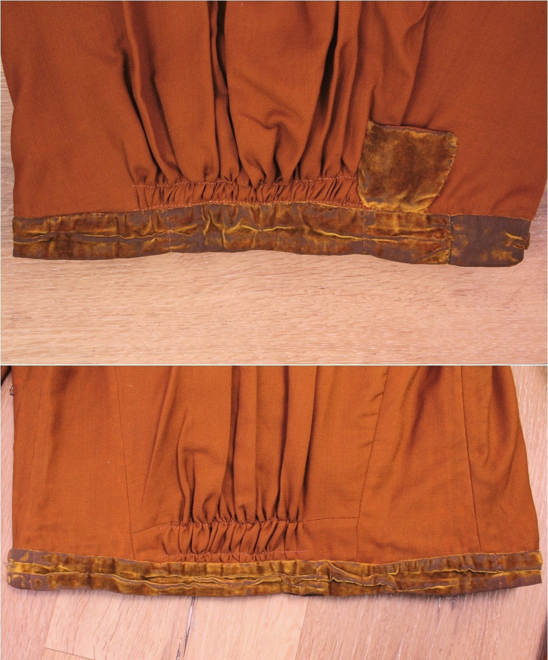 VTG Women&rsquo;s Antique Late 1800s 2 Pc Burnt Orange / Brown Jacket & Skirt Set XS/S
