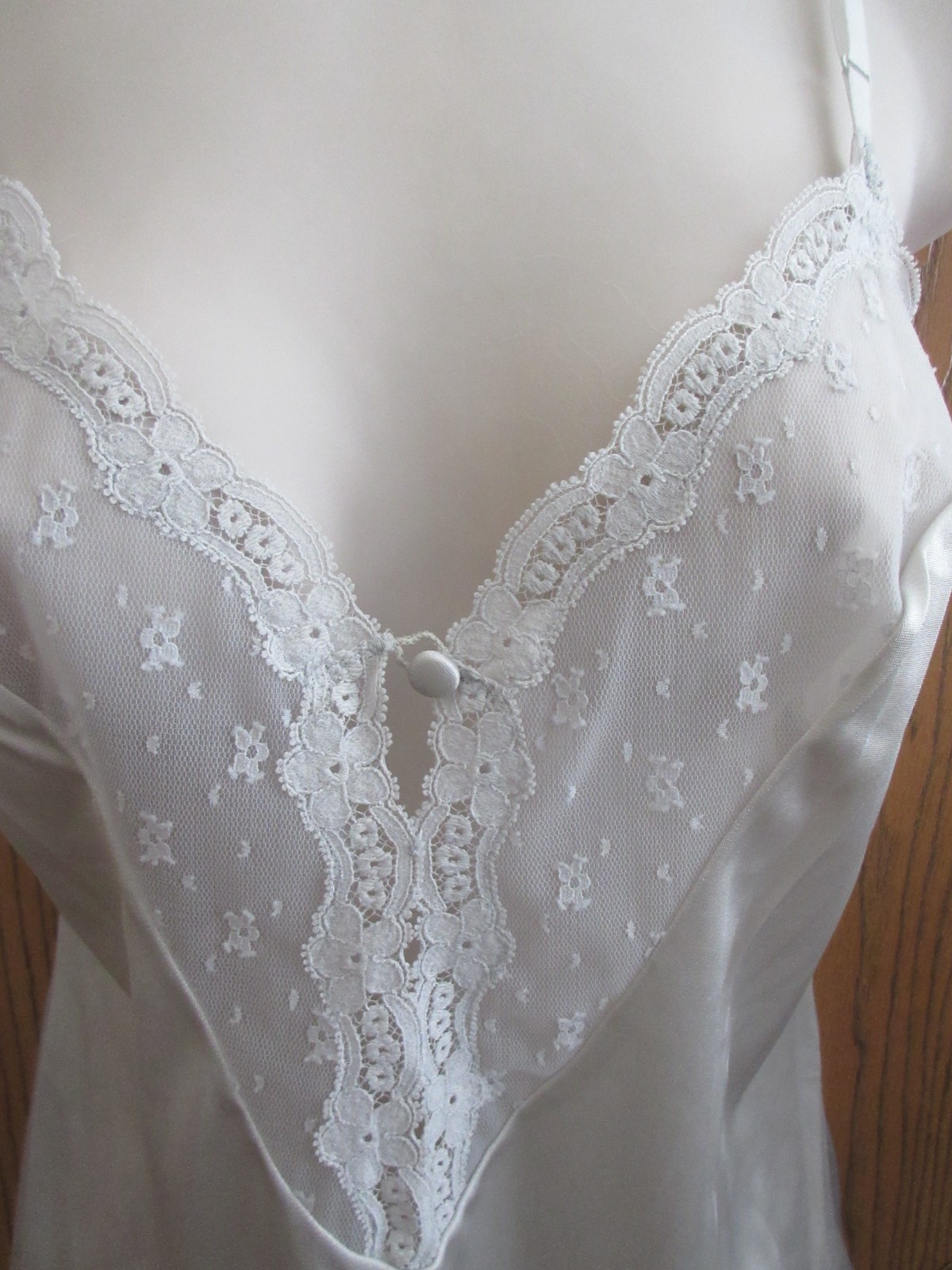 VANITY FAIR BRIDAL GRAY LACE front NYLON camisole slip nightgown sz 36 /bust 40