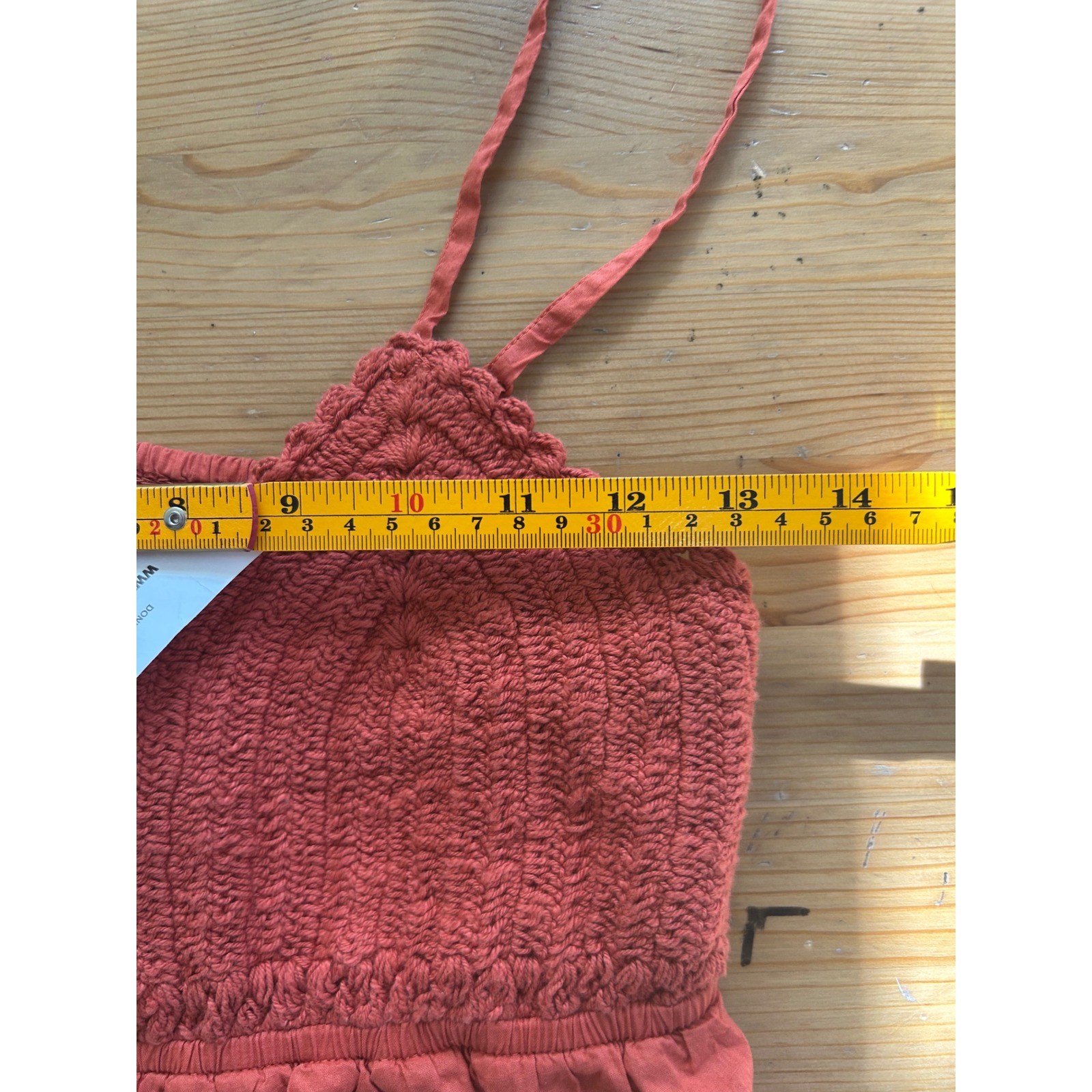 NWT! M Rust Crochet Ruffle Cropped Top Smock Boho Hippie Earth Festival Cottage